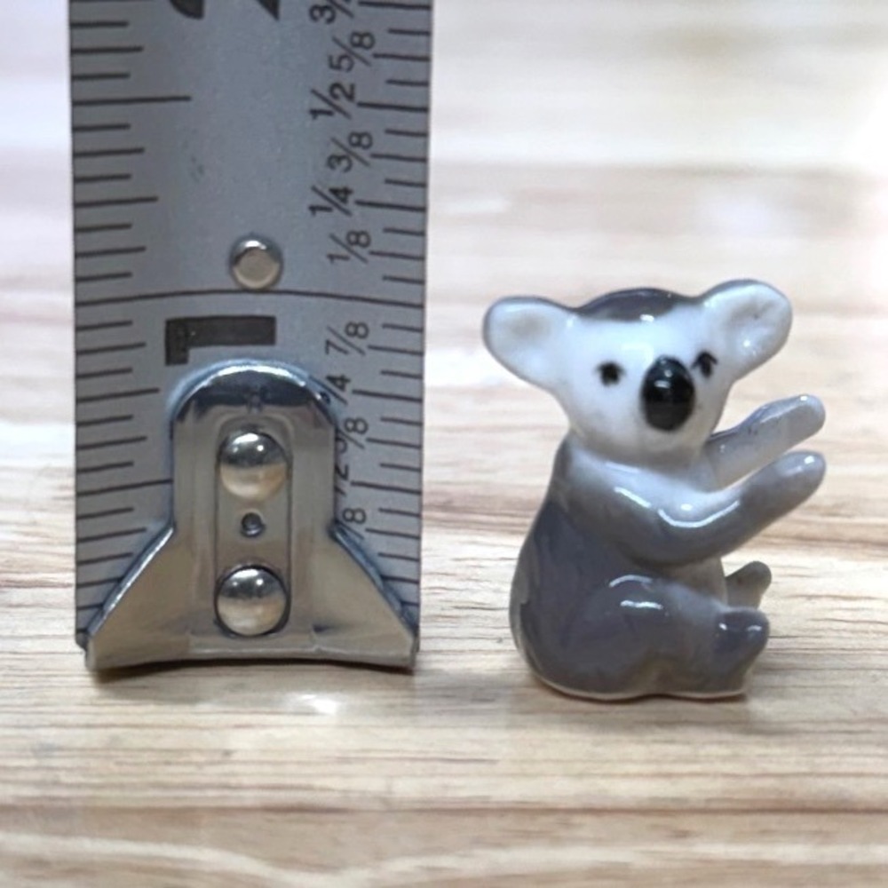 Vintage Bug House Baby Koala Miniature Bone China Figurine Japan Gray White